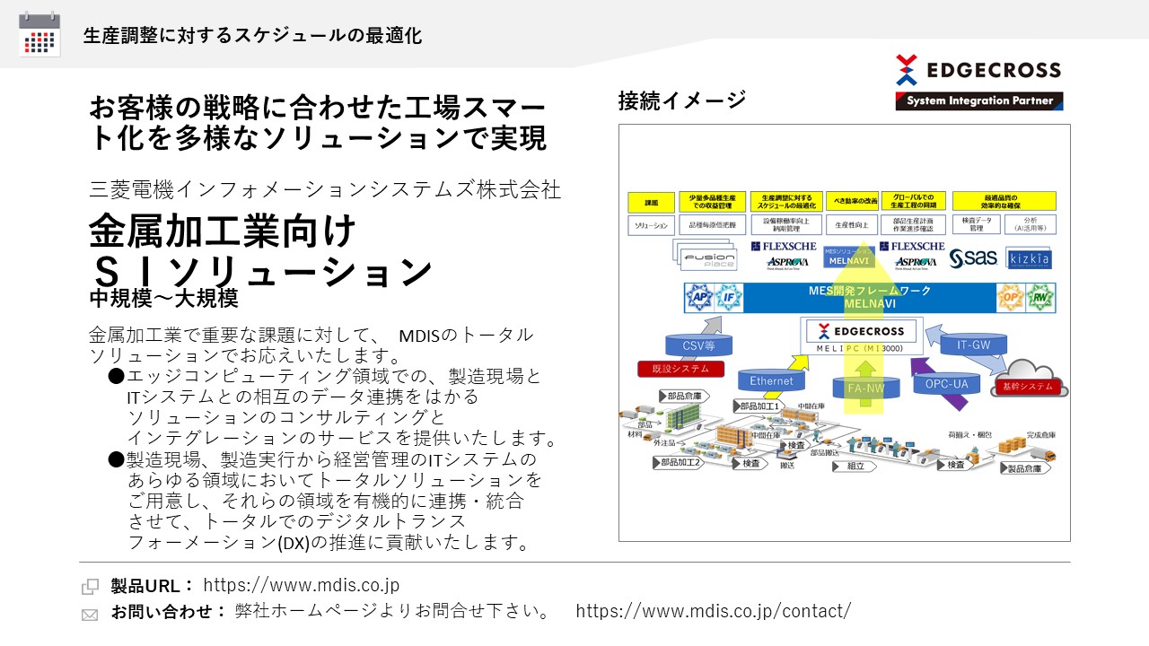 三菱電機インフォメーションシステムズ株式会社 金属加工業向けＳＩソリューション
