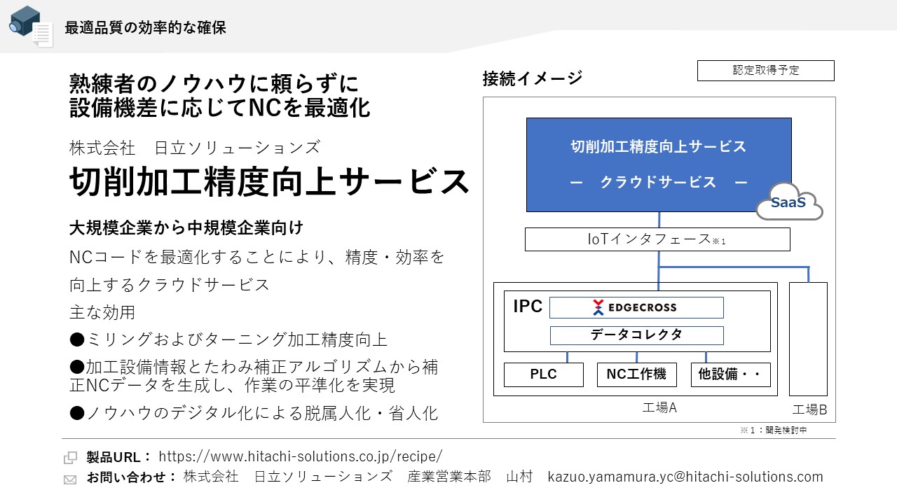 株式会社日立ソリューションズ 切削加工精度向上サービス