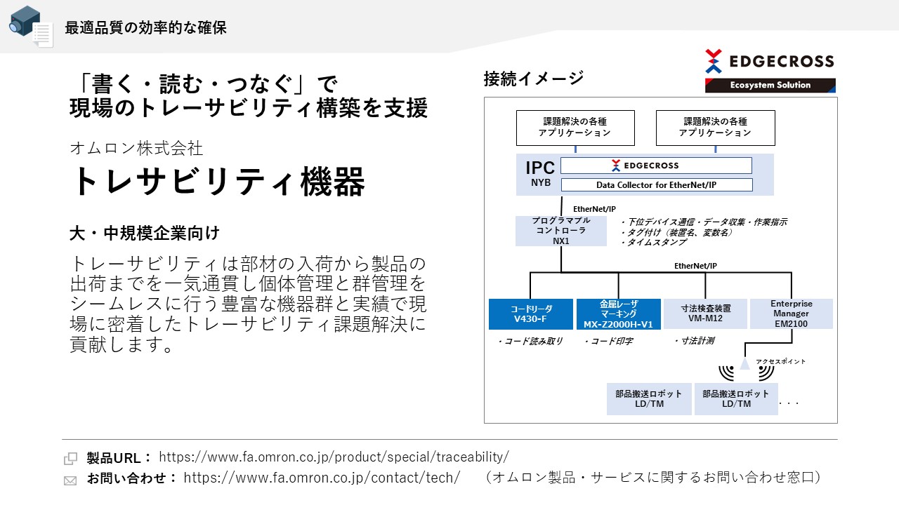 オムロン株式会社 トレサビリティ機器