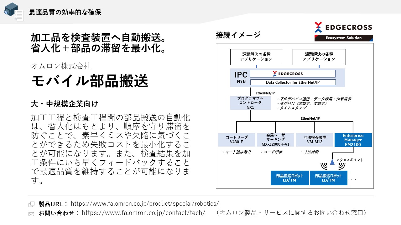 オムロン株式会社 モバイル部品搬送